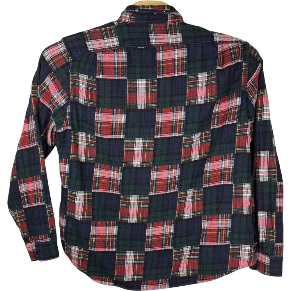 J. Crew Flannel Shirt Mens XL Multi Madras Patchwork Cotton Mid Weight Classic
